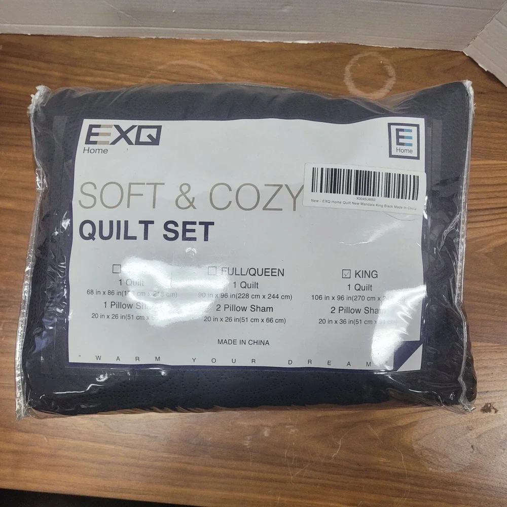 EXQ Home Quilt Set King Size Black 3 Piece,Lightweight Microfiber Soft Coverl...